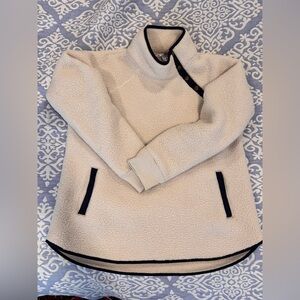 Southern Tide Cream Sherpa Pullover with Navy Accents